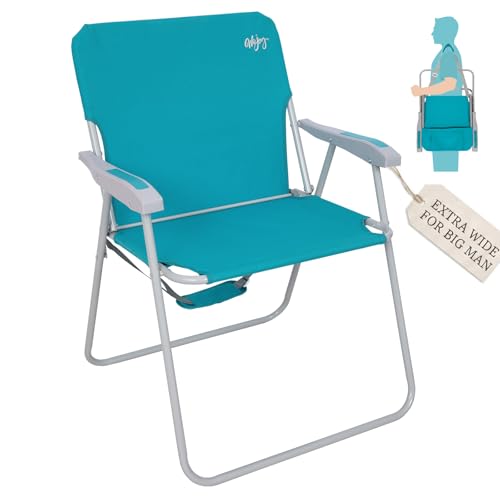 #WEJOY Oversize Tall Folding Beach Chair for Adults,Lightweight Camping Chair with Shoulder Straps, High Back Beach Chairs with Hard Armrest, Supports 300lbs for Beach Lawn Concert