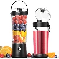 TopEsct tragbarer Mixer für Shakes und Smoothies,500 ml leistungsstarker kabelloser Mini-Mixer,wiederaufladbar mit 6 ultrascharfen Klingen für Reisen,Büro und Sport (Schwarz)
