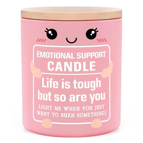 IDELTIME Funny Emotional Support Candle 10Oz, Inspirational, Cheer Up, Positive Affirmation, Encouragement Gifts for Women Friends Coworkers, Life Is Tough But So Are You Stress Relief Scented Candles