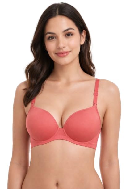 Image of Women's Padded T-Shirt Bra | Seamless Everyday Comfort Bra | Lightly Lined, Wire-Free, Smooth Fit | Soft Stretch Fabric