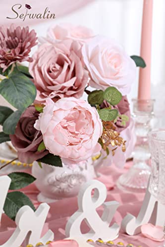Serwalin Artificial Flowers Combo Dusty Pink Rose Fake Flowers For Diy Wedding Bouquets Centerpieces Arrangements Cake Flowers Party Baby Shower Home Indoor Outdoor Decorations #TOP6