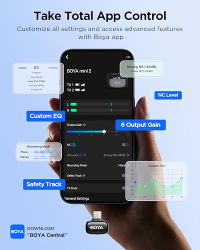 Micro cravate sans fil pour iPhone 15 Android BOYA Mini 2 IA 40dB