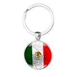 Art Attack Mexican Flag Soccer Keychain, Mexico Tricolor National Football Team Accessories History Party Favor Fan Car Key Chain Ring Pendant Charm (Silver)