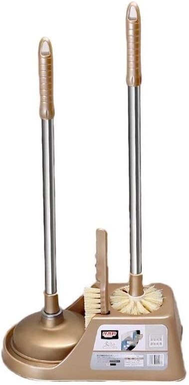 Brosse de toilette avec support au design soigné doré