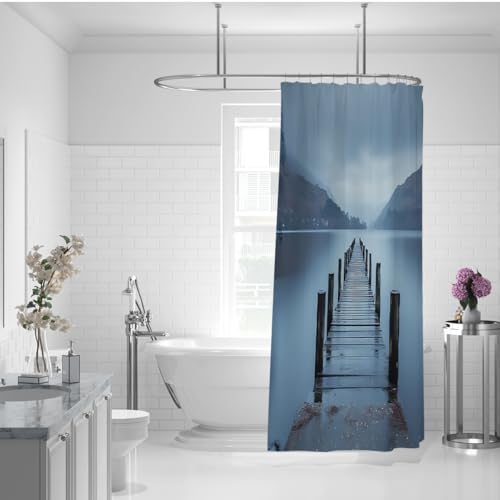 Rideau de douche paysage marin haute definition en tissu polyester haut de gamme 90x180
