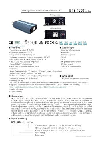 Onduleur sinusoïdal NTS-1200W 24V à 110V pour conversion pure - 3