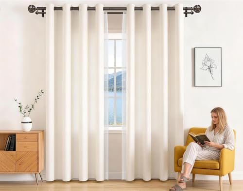 Image of KAMANINA 1 Inch Double Curtain Rods 66 to 120 Inches (5.5-10 Feet) Telescoping Heavy Duty Drapery Rod for Windows 54 to 115, Netted Texture Finials, Antique Bronze