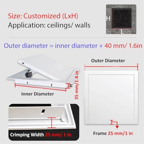 Invisible Drywall Access Door - 14x24 Attic/Vent/Bathroom/Basement Inspection Hatch Plate, Wall/Ceiling Mounted Service Shaft Door for Easy Access and Maintenance