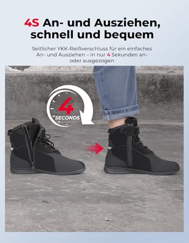 KEMIMOTO Motorrad Schuhe Herren, CE-Zertifiziert, Motorradschuhe Verstärkter Schalthebel-Pad aus TPR-Material, Motorradstiefel Herren Atmungsaktiv und Verschleißfest, Verstärkte Knöchel