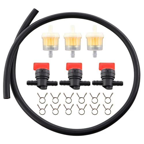 MCHNIC Lot de 3 robinets à essence universels 6 mm - Pour la plupart des moteurs Briggs & Stratton 698183, 494768, 493960, 491860, Wolf 2058063, 2059063