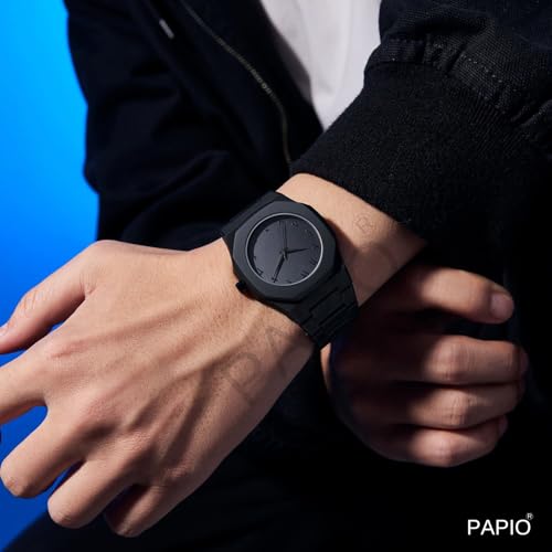 Image of PAPIO Modern Minimalist Polycarbon Analog Unisex Watch, Lightweight Touch Strap