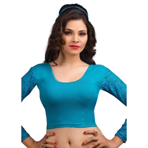Women's Cotton Lycra Solid 3/4 Sleeves Readymade Saree Blouse (A-16)-image-35