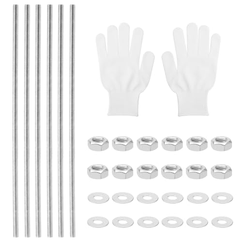 APOMOONS 6 Pcs Tige Filetée M8 x 300 mm, M8 Boulons Filetés, Tiges Filetées Entièrement, Goupilles Filetées Zinc Bleu, Tige Filetée avec Filetage Métrique Complet avec écrous et rondelles