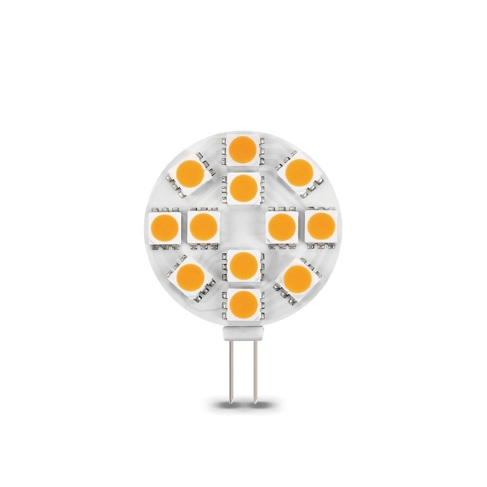 Bombilla LED G4 12v CA/CC, 12-5050smd 3w, 2700k para candelabro bajo gabinete Rv (12V-3W 20 unidades/Blanco 6500K)