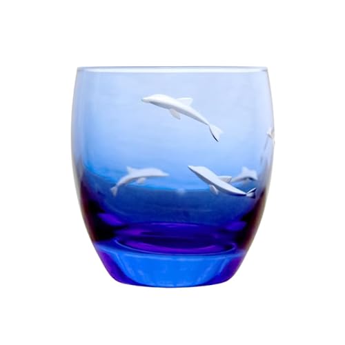浅草切子 aquatic「Dolphin Dance 丸オールド青藍」