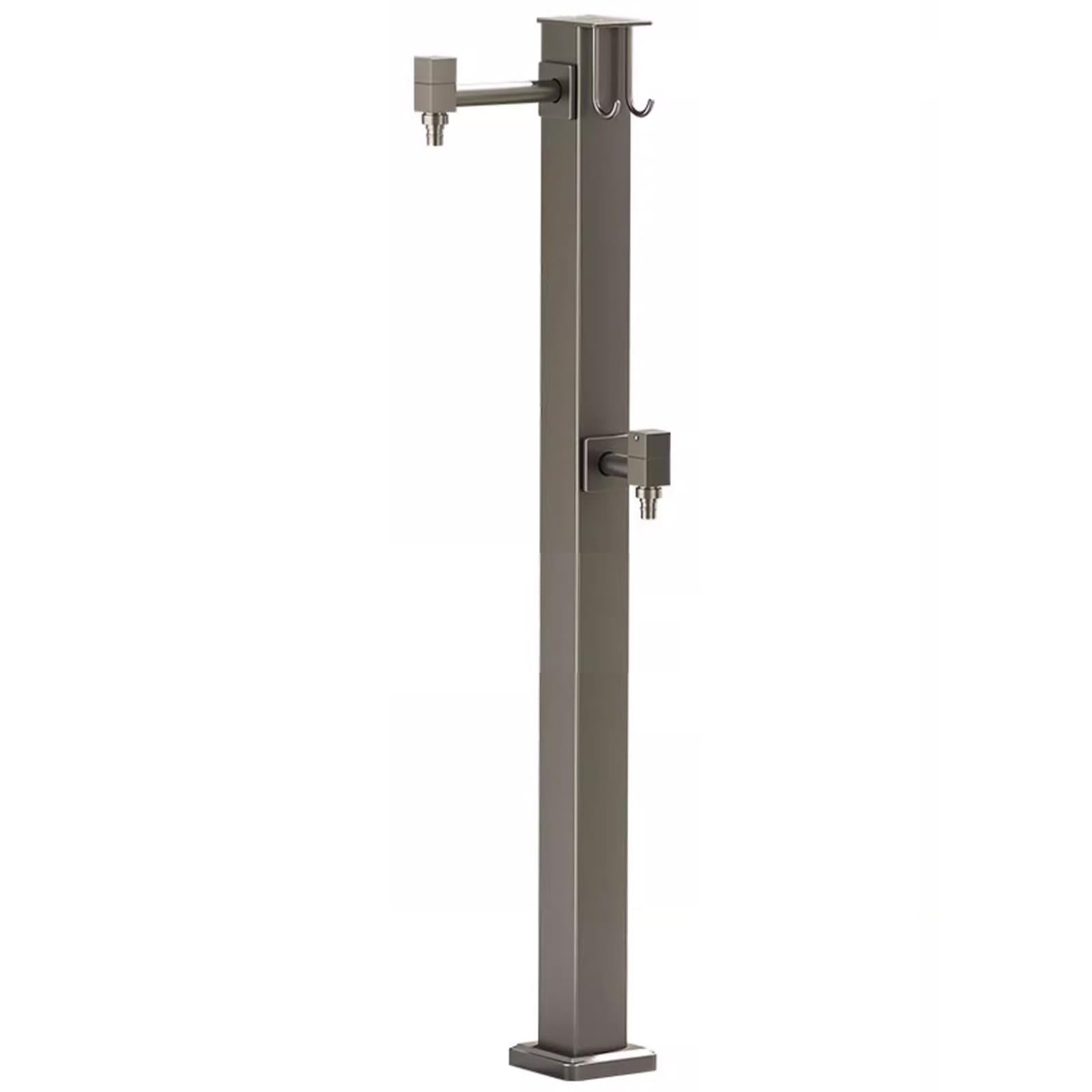 Grifo Exterior Anticongelante con Pistola de Riego y Doble Grifo de Latón | Columna de Agua Vertical para Jardín | para Patios y Terrazas Exteriores(40cm/15.7in)