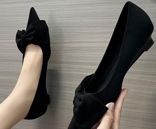Niction Suede Bow Flats for Women Casual Pointed Toe Flat Shoes Cute Mary Jane Ballet Flats Shoes Comfortable Dressy Work Flat 20252