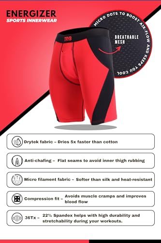 Image of TRYB Men's Compression Shorts & Pants | Sports Innerwear for Gym, Running & Training | Quick Dry, Breathable, 4-Way Stretch, Moisture Wicking, Anti-Chafing Muscle Support Athletic Wear with Pocket