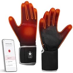SAVIOR HEAT Bluetooth Heated Glove Liners for Men & Women, Ultra Thin Rechargeable Gloves with 3 Heat Levels, Touchscreen Thermal Hand Warmers for Winter Skiing, Hiking & Cycling