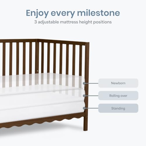 Image of Dream On Me Synergy Wave 5-in-1 Convertible Full Size Baby Crib, Walnut