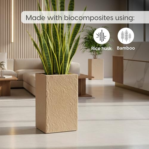 Image of Eha Earth Friendly Mansion Big Planters for Home Decor | 17 inch, Pack of 1 | Plant Pot Made with Rice Husk | UV Protected Pot for Plant | Pots & Planters Big Size | Dune