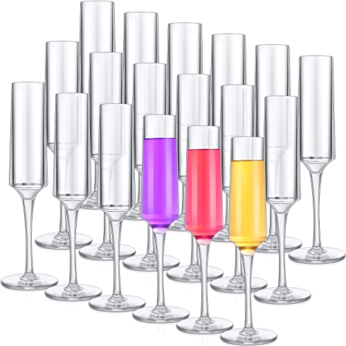 Nuenen 18 Pcs Acrylic Stemmed Champagne Flutes Modern Elegant Clear Plastic Champagne Glasses 5 Oz Champagne Plastic Cocktail Cup For Wedding Parties Anniversary Supplies #TOP23