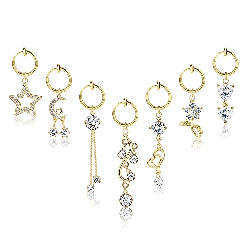 Drperfect 7Pcs Clip on Belly Button Rings Fake Clip on Belly Button Rings Fake Belly Piercing Fake Belly Rings Non Piercing Navel Ring