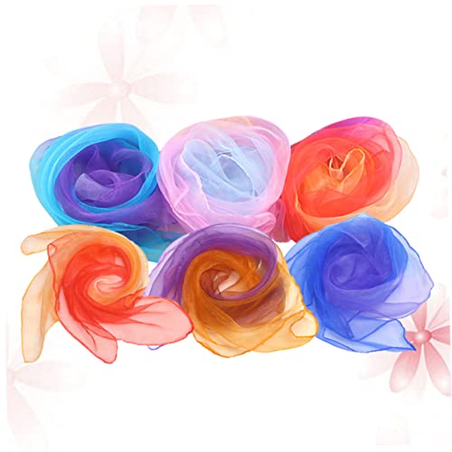 6pcs Soft Gauze Juggling Dance Scarves Play Silk Scarves for Boys and Girls Dance Decorations Skin-friendly Random Color2