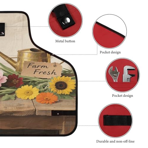 Delantal de trabajo para hombre con 9 bolsillos color negro miniatura 3