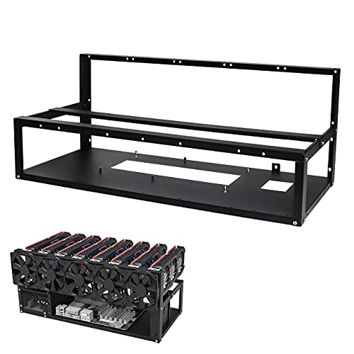 Nuscen Marco de plataforma de minería 6/8 Gpu Mini plataforma de minería Caja de minería Aparejo de minería Caja al aire libre Plataforma de minería Crypto Mining Rig- Solo marco ventiladores y Gpu no