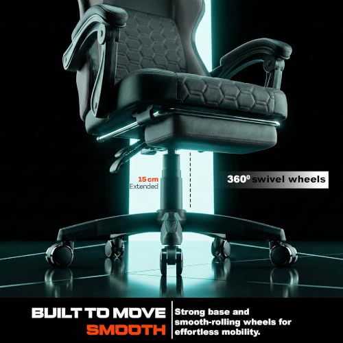 Image of DROGO Pulse Ergonomic Gaming Chair | High Back Office Computer Chair with Premium PU Leather, Adjustable Height & Linkage Armrest | Lumbar Support, 165 Recliner & Footrest | 1 Yr Warranty (Grey)