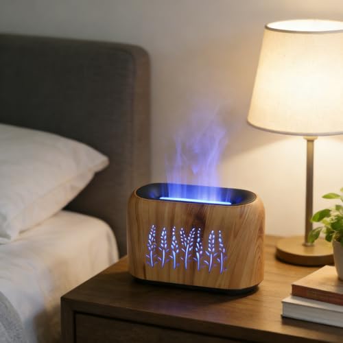 Difusor aromático eléctrico ThreeH 150ml diseño llama con luz LED miniatura 6