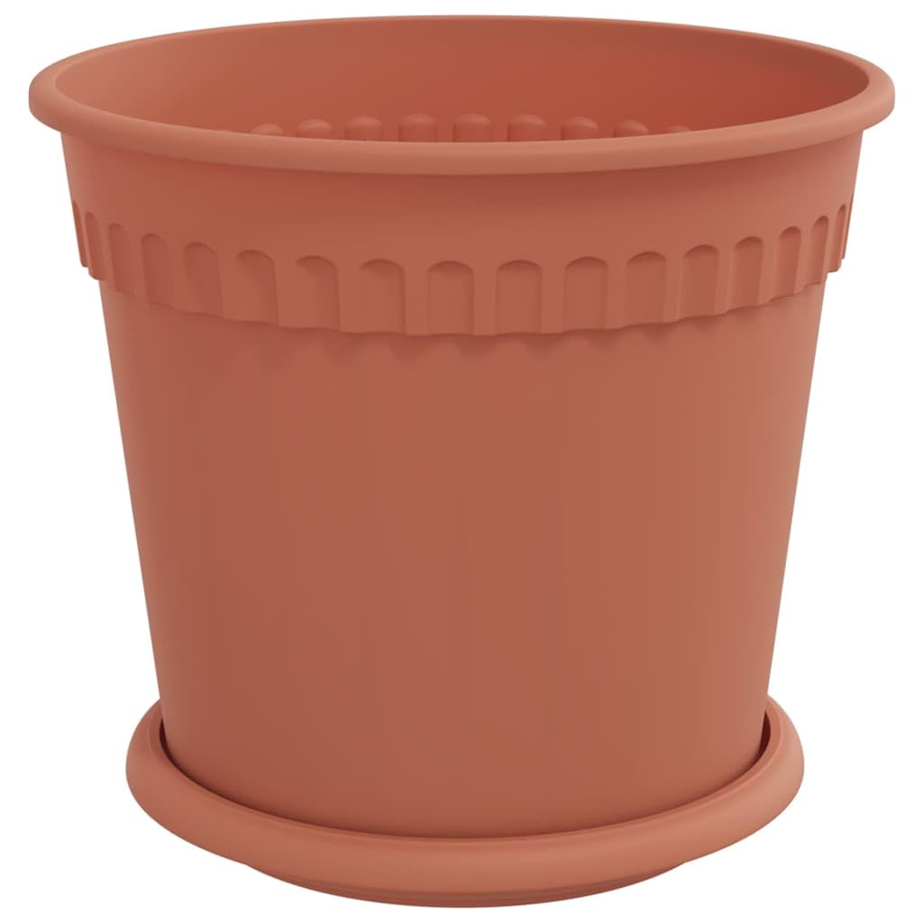 Doniczki na kwiaty, zestaw 24 sztuk, ceglana, Ø 19 x 16 cm, z tworzywa sztucznego, z otworami drenażowymi, trwałe, do użytku wewnątrz i na zewnątrz, do ogrodu, na balkon