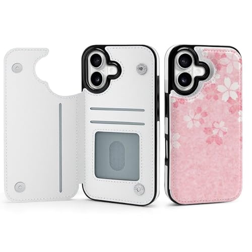 iPhone17用ケース 手帳型 春 さくら 桜柄 サクラ 和柄 和風 アイフォン 17ケース 手帳型 背面 財布型 スマホケース 軽量 耐衝撃 ICカード収納 スタンド機能 おしゃれ シンプル