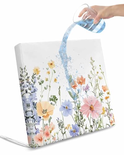 2 Pack Floral Botanical Waterproof Cushion Covers with Ties, Outdoor Patio Chaise Lounge Chair Seat Cushion Slip Covers Replacement(Only Cover) Spring Flowers Farmhouse 22