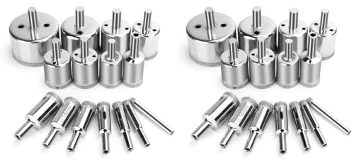 Image of 15 Pcs Diamond Drill Bits for Ceramic, Diamond Hole Saw Drill Bit Set Kit, Premium Glass Drill Bit for Bottles,Pots, Marble, Granite Stone, Tile Cutting 0.23 Inch - 2 Inch(6mm - 50mm) YLYL (Pack of 2)