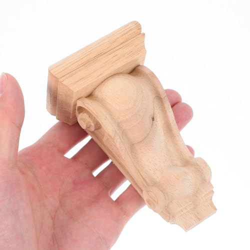 DOITOOL Römische Säule Holzkorbel 11.00X6.00X4.00 Cm Geschnitzte Holzornamente Für Möbel Wanddeko Klassische Dekosäule Für Regal Kamin Balkenträger Vintage Stil