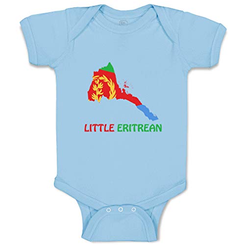 Custom Boy & Girl Baby Bodysuit Little Eritrean Funny Cotton Baby Clothes Light Blue Design Only 6 Months