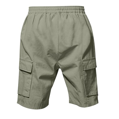 Image of Mens Linen Shorts Casual Drawstring Elastic Waist Cargo Vacation Lightweight Breathable Summer Beach Shorts for Men