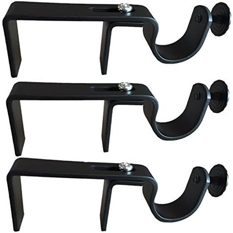 NoNo Bracket - Outside Mounted Blinds No Drill Curtain Rod Attachment Set of 3 (Black) No Drill Curtain Rod Holder