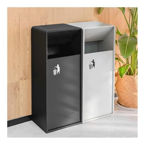 WOTZOV Mülleimer, 38L/80L Mülleimer für den Außenbereich, doppelläufig, weiße quadratische Metall-Mülltonne, Moderne gewerbliche Haushaltsmülltonne, Abfalleimer für den Außenber,L – Bild 5