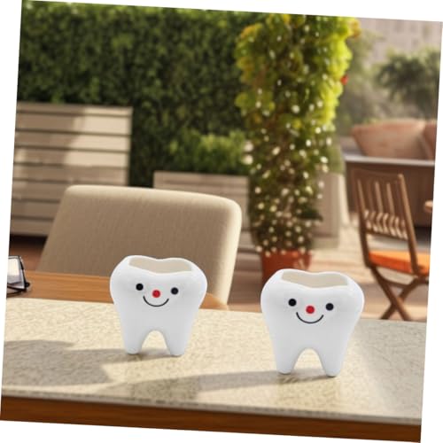 Pots de fleurs céramique forme de dent compacts pour petits intérieurs - 7