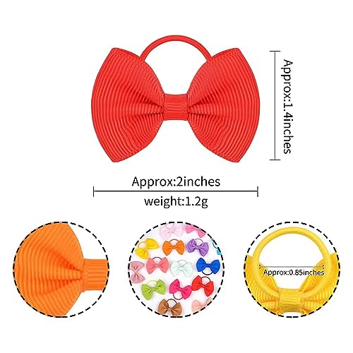 2 Inch Baby Girls Hair Bows Elastic Ties Grosgrain Ribbon Bow With Rubber Band Ponytail Holders Hair Accessories for Infants Toddlers Girls Kids In Pairs?2PCS? (red)