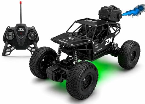 Image of Rock Master 4WD Remote Control Monster Truck | RC Rock Crawler for Kids with Smoke Effect | 2.4GHz High-Speed Control, Off-Road Suspension, LED Lights | Type-C Rechargeable Car