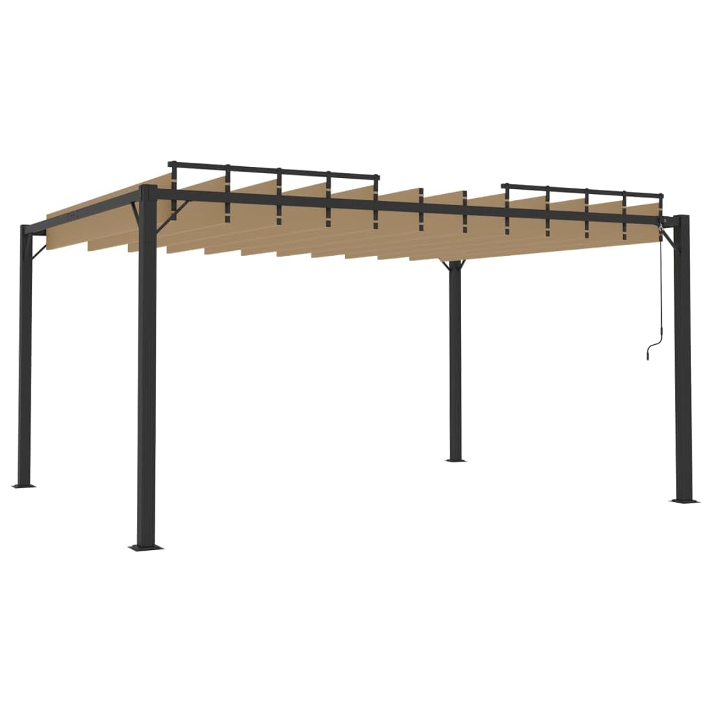 Pergola z dachem lamelowym, 3 x 4 m, kolor taupe i aluminium, pawilon ogrodowy na taras, balkon, wodoodporna, składana, na imprezę w ogrodzie, imprezę i grillowanie