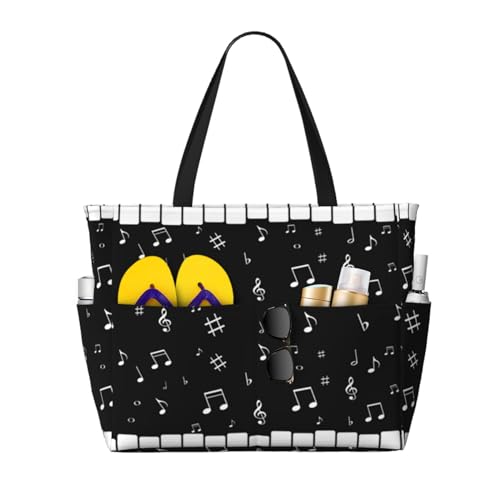 Sac de plage piano et grand sac fourre-tout de musique à bandoulière pour femme