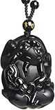 PYENHDI Feng Shui Jade-Halskette, Feng Shui Reichtum Halskette aus schwarzem Obsidian-Kristall Pixiu/Pi Yao Anhänger