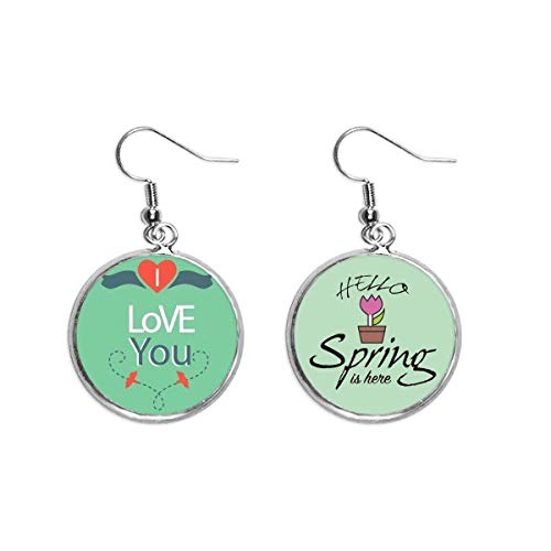 Pendientes de primavera verdes de diseño exclusivo con colgante de San Valentín texturizado
