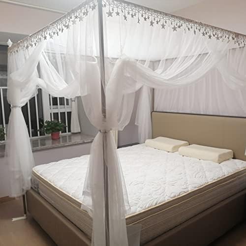 Elegant Luxury 4 Corner Post Mosquito Net for Adult Teen Girls Boys Bed ; Bed Canopy for Twin/Full/Queen/King Size Bed (White-B, King)
