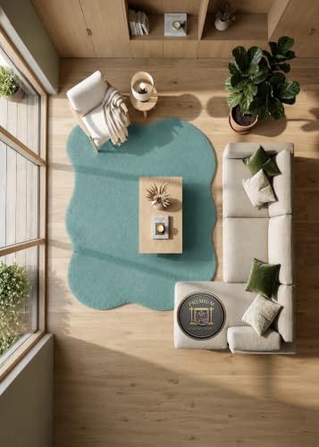 Image of Modern Shape Shaggy Rug | Super Soft Microfiber Area Carpet for Living Room, Bedroom Designer Cloud Shape Size 6x8 Feet.
